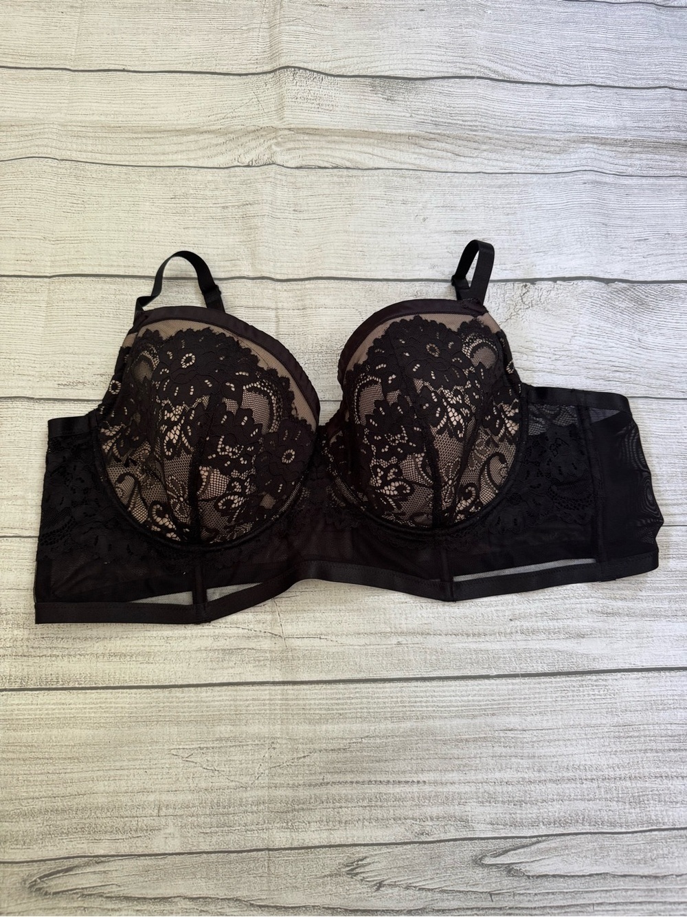 Torrid NWT Black Lace and Ribbon Balconette Bra